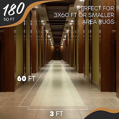 Nevlers 3 ft. x 60 ft. White Anti Slip Rug Pad Roll for Hard Surface Flooring