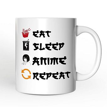 Eat Sleep Anime Repeat Mug, Funny Anime Lover Gift