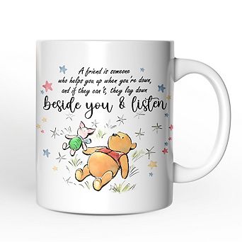 A Friend Lifts You Up or Stays Beside You Mug, Inspiring Pooh Bear's Quote