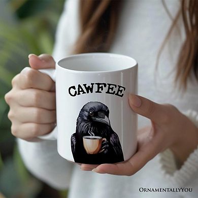 Cawfee Crow Mug, Funny Bird Lover Gift