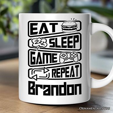 Eat Sleep Game Repeat Mug, Funny Gamer Gift