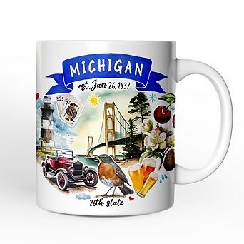 Artistic Michigan State Themes and Landmarks Mug