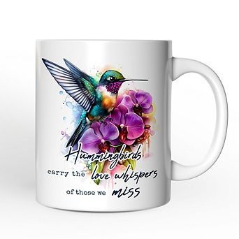 Artistic Hummingbirds Carry the Love Whispers Quote Mug, Memorial Gift