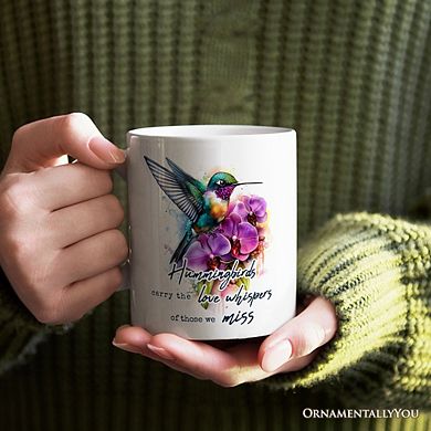 Artistic Hummingbirds Carry the Love Whispers Quote Mug, Memorial Gift
