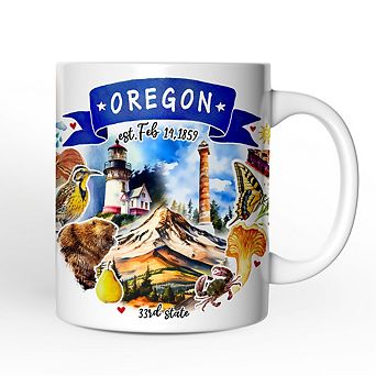 Artistic Oregon State Themes and Landmarks Mug