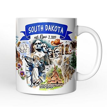 Artistic South Dakota State Themes and Landmarks Mug