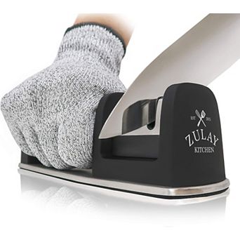 Zulay Kitchen Knife Sharpener & Cut-Resistant Glove