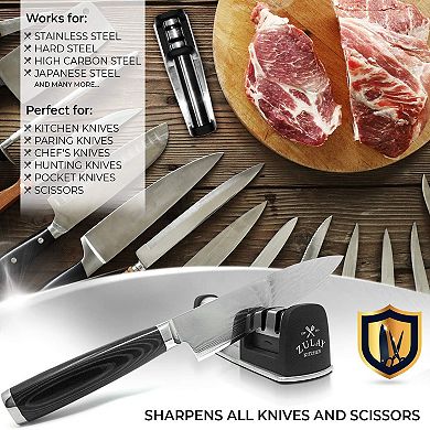 Zulay Kitchen Knife Sharpener & Cut-Resistant Glove
