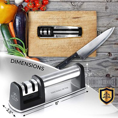 Zulay Kitchen Knife Sharpener & Cut-Resistant Glove