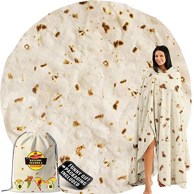 Zulay Giant Double Sided Tortilla Blanket with Drawstring Bag - Novelty Blanket for Adults & Kids