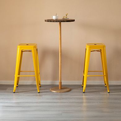 30" Backless Metal Bar Stool, Stackable, Counter-Height, Indoor/Outdoor, Yellow