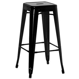 30" Backless Metal Bar Stool, Stackable, Counter-Height, Indoor/Outdoor, Yellow