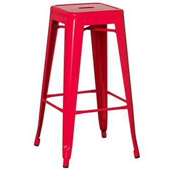 30" Backless Metal Bar Stool, Stackable, Counter-Height, Indoor/Outdoor, Yellow