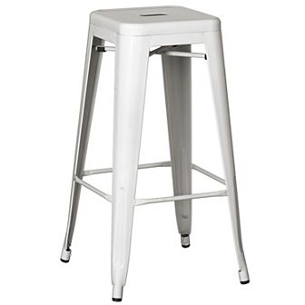 30" Backless Metal Bar Stool, Stackable, Counter-Height, Indoor/Outdoor, Yellow