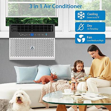 6000 BTU Window Air Conditioner with Remote, U-Shaped Design, Cools 269 Sq. Ft., Washable Filter