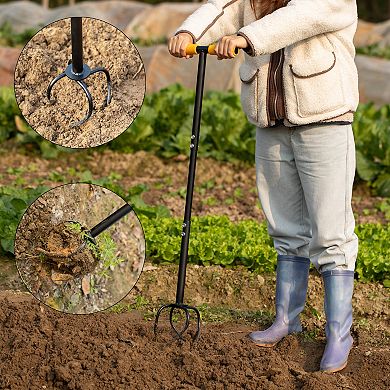 40 Inch Lawn Aerator Spike Soil Aerating Tool for Lawn Care Compact Soil and Grass Health