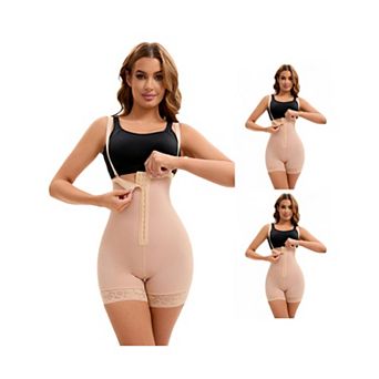 3 Packs Women's Cami Convertible Straps Tummy Control Front Hook Leotard Hip Lifter Thigh Slimmers