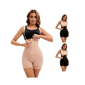 3 Packs Women's Cami Convertible Straps Tummy Control Front Hook Leotard Hip Lifter Thigh Slimmers