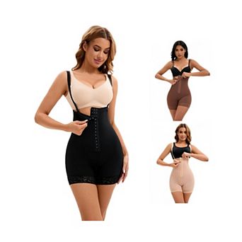 3 Packs Women's Cami Convertible Straps Tummy Control Front Hook Leotard Hip Lifter Thigh Slimmers