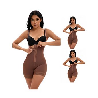 3 Packs Women's Cami Convertible Straps Tummy Control Front Hook Leotard Hip Lifter Thigh Slimmers