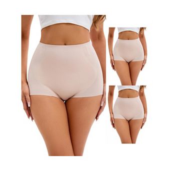 3 Packs Women's High-Waisted Underwear Briefs Tummy Control Hip Lifter Control Panties