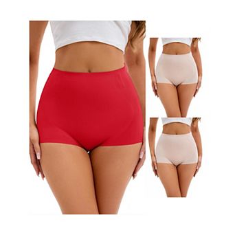 3 Packs Women's High-Waisted Underwear Briefs Tummy Control Hip Lifter Control Panties