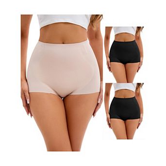 3 Packs Women's High-Waisted Underwear Briefs Tummy Control Hip Lifter Control Panties