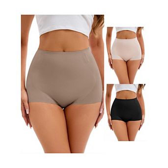 3 Packs Women's High-Waisted Underwear Briefs Tummy Control Hip Lifter Control Panties