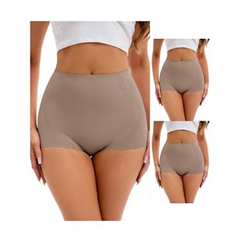 3 Packs Women's High-Waisted Underwear Briefs Tummy Control Hip Lifter Control Panties