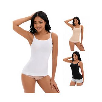 3 Packs Women's Adjustable Straps Cami Tummy Control Slimming Tops No Trace Shaping Camisoles