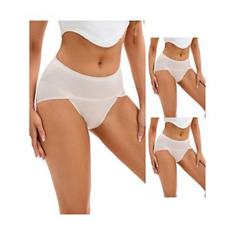 3 Packs Women's Hi-Cut High Waist Briefs Full-Coverage Underpants
