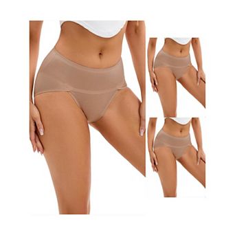 3 Packs Women's Hi-Cut High Waist Briefs Full-Coverage Underpants
