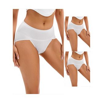 3 Packs Women's Hi-Cut High Waist Briefs Full-Coverage Underpants