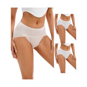 3 Packs Women's Hi-Cut High Waist Briefs Full-Coverage Underpants