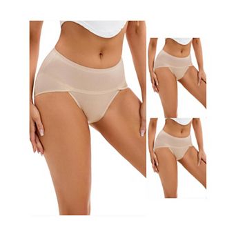 3 Packs Women's Hi-Cut High Waist Briefs Full-Coverage Underpants