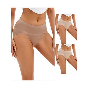 3 Packs Women's Hi-Cut High Waist Briefs Full-Coverage Underpants