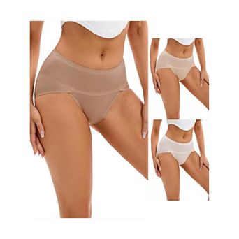 3 Packs Women's Hi-Cut High Waist Briefs Full-Coverage Underpants