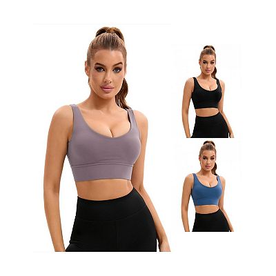 Packs Women's U Back Sports Bras V-Neck Padded Workout Crop