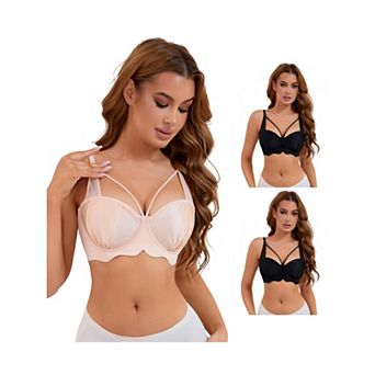 3 Packs Women's Soft Underwire Bra Front Cross Lightly Adjustable Straps Training Minimizers
