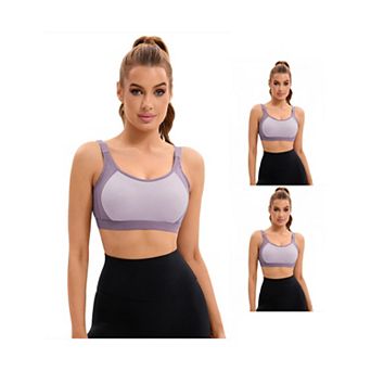 3 Packs Women's Contrasting Colors Adjustable Straps Workout Bras Fixed Cup U Back Sports Bras