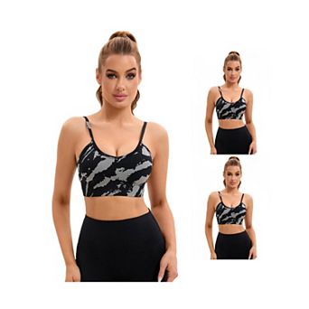 3 Packs Women's Adjustable Straps U Back Sports Bras Wirefree Full Support Workout Bras