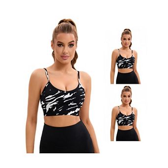 3 Packs Women's Adjustable Straps U Back Sports Bras Wirefree Full Support Workout Bras