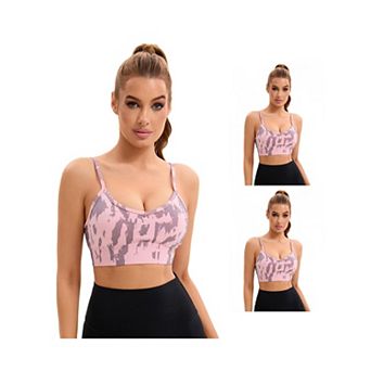 3 Packs Women's Adjustable Straps U Back Sports Bras Wirefree Full Support Workout Bras