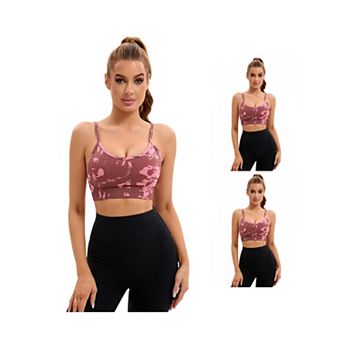 3 Packs Women's Adjustable Straps U Back Sports Bras Wirefree Full Support Workout Bras