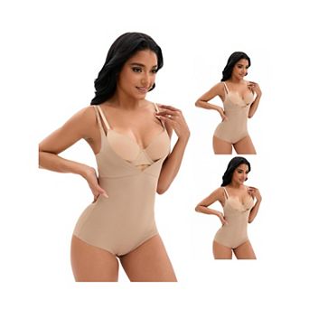 3 Packs Women's Cami Adjustable Straps Tummy Control Shapewear Leotard Bust Hip Lifter Bodysuits