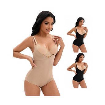 3 Packs Women's Cami Adjustable Straps Tummy Control Shapewear Leotard Bust Hip Lifter Bodysuits