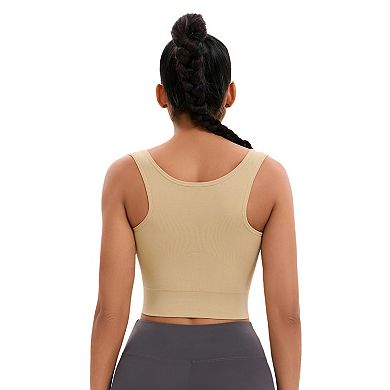 3 Packs Women's Front Closure Full Support Sports Bra Workout Wirefree Padded Bras