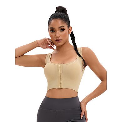 3 Packs Women's Front Closure Full Support Sports Bra Workout Wirefree Padded Bras