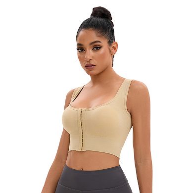3 Packs Women's Front Closure Full Support Sports Bra Workout Wirefree Padded Bras