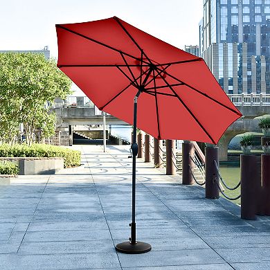 Westintrends 9 Ft. Outdoor/patio Crank And Tilt Umbrella With Freestanding Weight Base